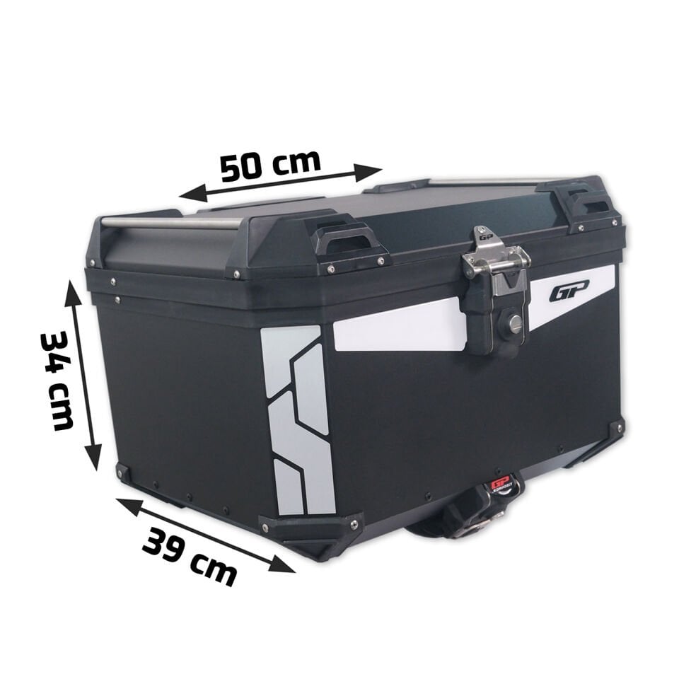 GP Kompozit Üniversal 45 lt. Alümiyum Motosiklet Çantası Siyah