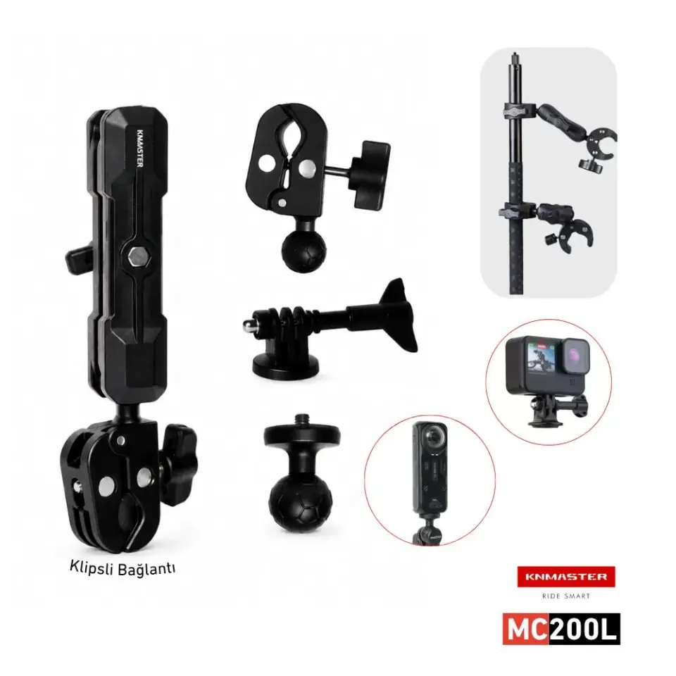 KNMaster MC 200 L Çift Bağlantılı Motosiklet Aksiyon Kamera Destek Aparatı