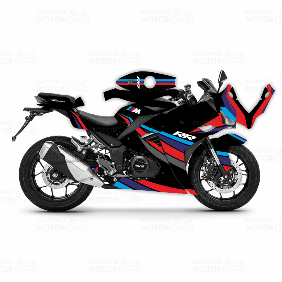 RKS R250 M Power Design Motosiklet Sticker Set Siyah