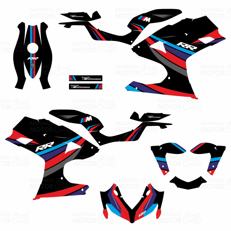 RKS R250 M Power Design Motosiklet Sticker Set Siyah