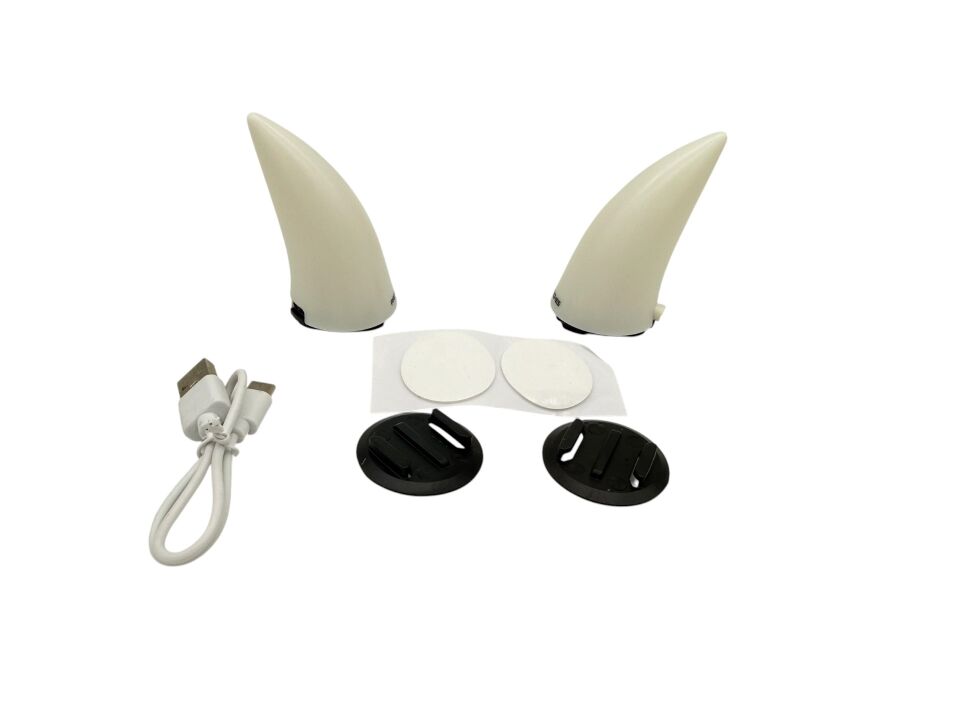 Işıklı Şarjlı Kask Kask Boynuzu Beyaz