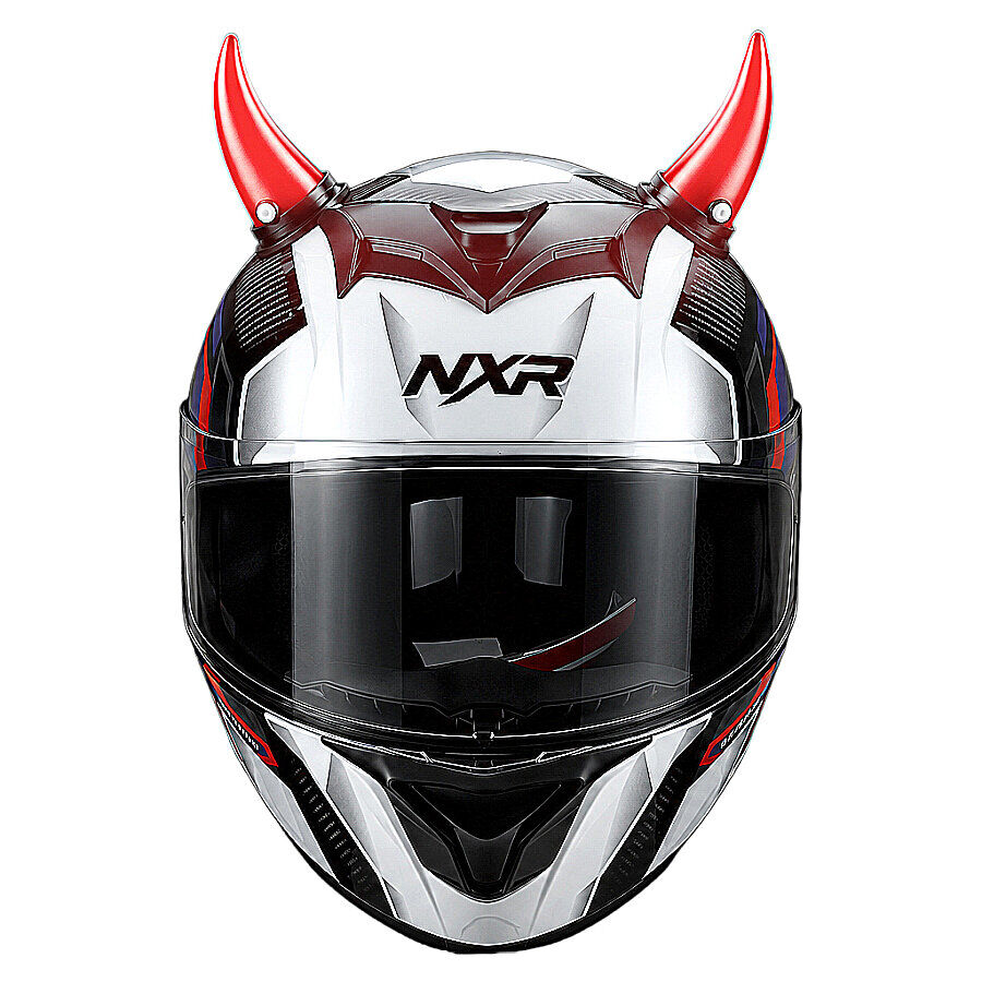 Işıklı Şarjlı Kask Kask Boynuzu Beyaz