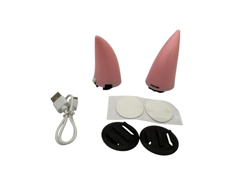 Işıklı Şarjlı Kask Kask Boynuzu Pembe