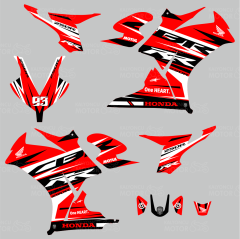 Honda CBR 250 R RR Lines Design Sticker Set Kırmızı-Siyah-Beyaz Yeni Kasa