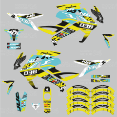 Bajaj Pulsar 200 NS Yellow Flou Design Sticker Set Turkuaz